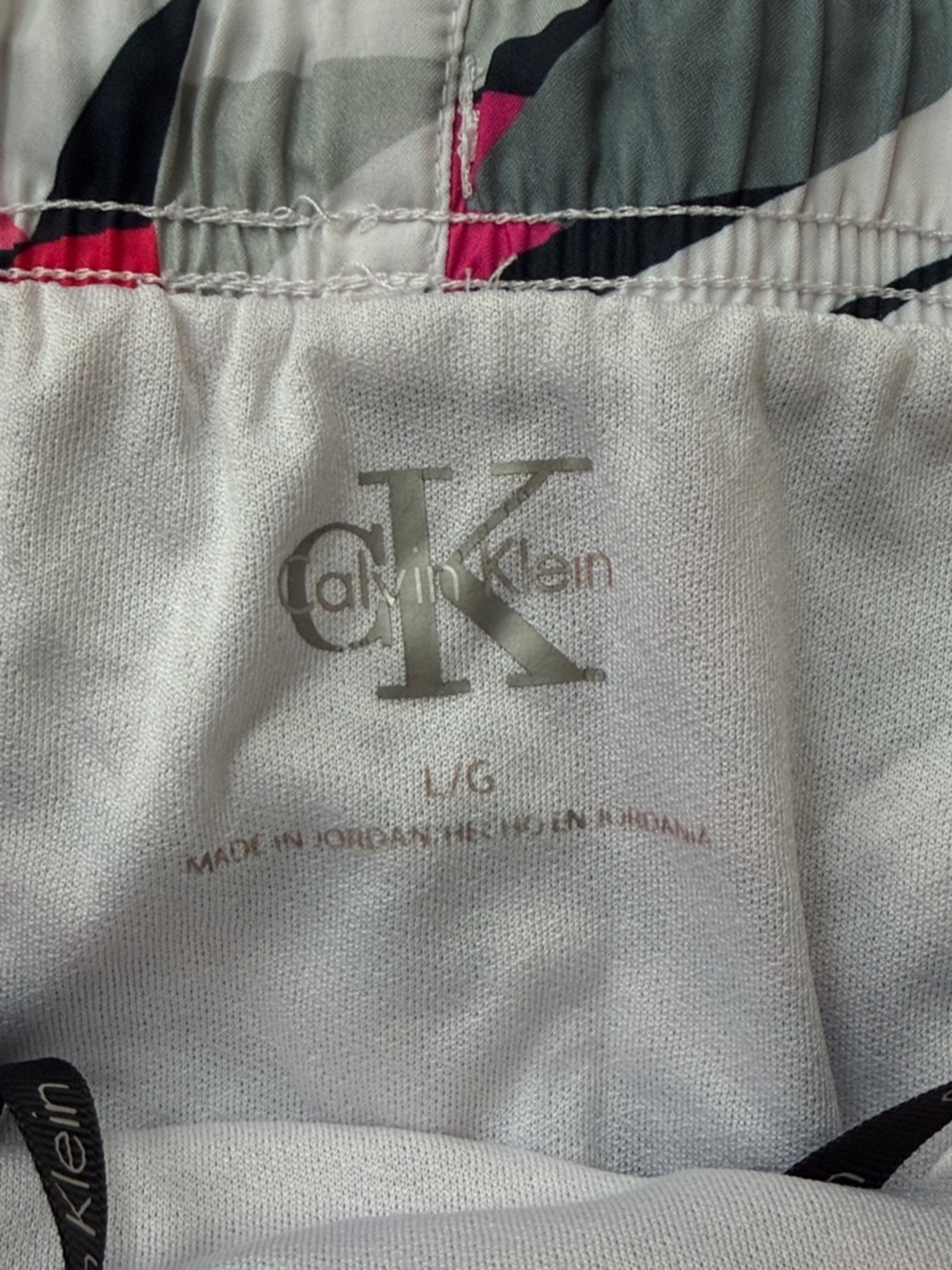 Calvin Klein Athletic Running Shorts L Large Geometric Print Lined Drawstring - Picture 2 of 4